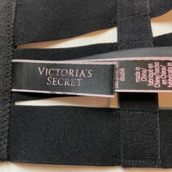 NWOT Victoria's Secret Bra 32DD Unlined Balconet Strappy Banded Black B1428 - Picture 5 of 7